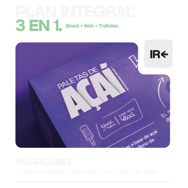 Packaging de paletas de açaí de Maracaibo — diseño de marca por Motib Hub