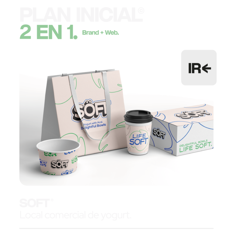 Packaging de SOFT, local de yogurt — identidad visual por Motib Hub